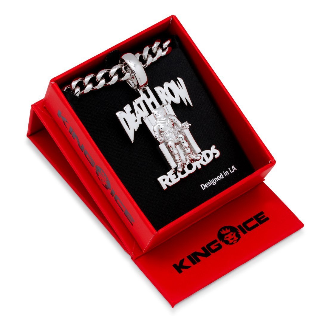 【King Ice】☆新作☆ King Ice x Death Row Records Necklace Iced Logo Necklace | Death Row Records Jewelry | King Ice